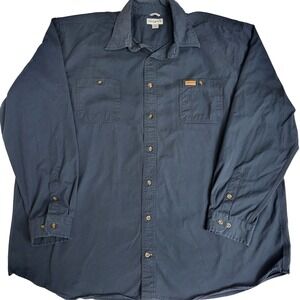 Carhartt Original Fit 100% Cotton Button Down Shirt Navy Heavyweight 3XLT Tall